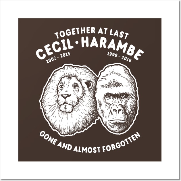 Cecil Harambe Together At Last T-Shirt Wall Art by dumbshirts